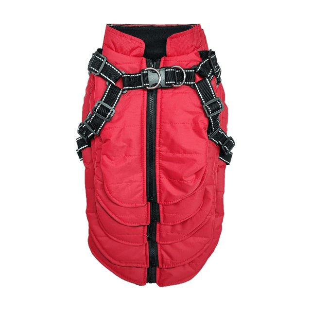 1pc Waterproof & Windproof & Warm Pet Jacket With Zipper & Reflective Strips & Chest Back Strap For Cats And Dogs Outdoor Coat