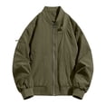 thumbnail image 4 of PiGOGI Men's Winter Coats Fashionable Baseball Jacket Casual Solid Color Long Sleeved Hooded Jacket with Pockets Green 2XL, 4 of 8