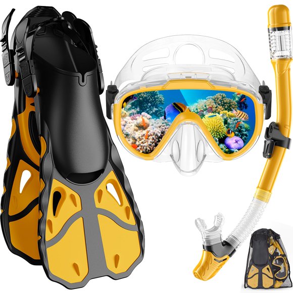 Juego de Snorkel Vengreedo para Adultos con Aletas, Máscara, Tubo y Bolsa