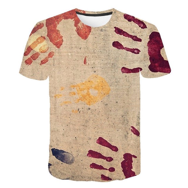 T-shirt Imprimé Motif Palmier pour Hommes, Col Rond, Manches Courtes, Tendance, Respirant, Graphique