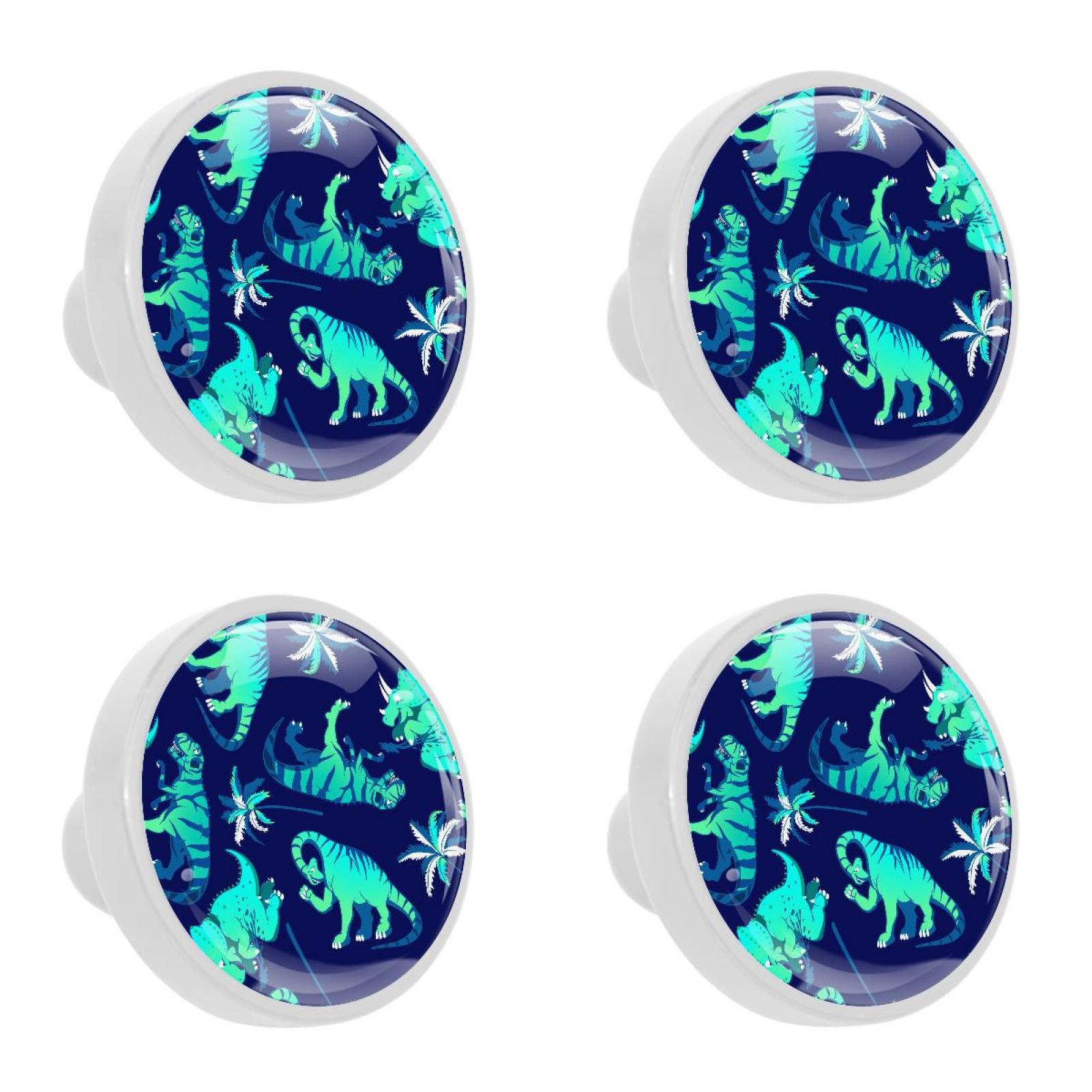 Ownta 4Pcs Kitchen Knob Round Dinosaur Blue Knobs Closet