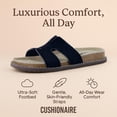 thumbnail image 6 of Cushionaire Wisdom Womens Suede Sandals | Genuine Leather Slides with Cutout Strap | Slip On Cork Footbed Slide Sandals for Women, 6 of 13
