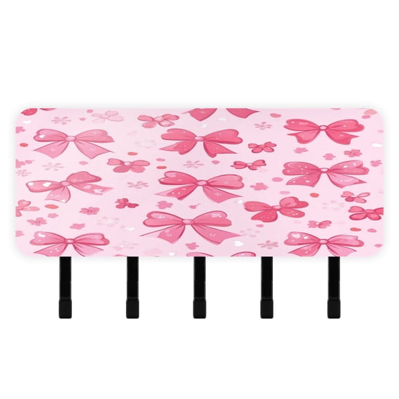 Stylish Acrylic Key Holder Wall Mount small shelf with hooks Decorative & Functional for Home Organization Pink Cute Bows