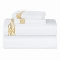 thumbnail image 3 of Superior Moonlawn Embroidered Cotton Bed Sheet Set, Twin XL, White/Gold, 3 of 10
