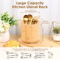 thumbnail image 2 of Tzdxfgl 360° Rotating Bamboo Kitchen Utensil Holder, 6.5'' Large Countertop Silverware Organizer, Natural, 2 of 12