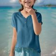 thumbnail image 4 of Posijego Girls Spring Sweaters 2025 Knit Short Sleeve Button V Neck Shirt Casual Pullover Sweater Tops for Kids, 4 of 5
