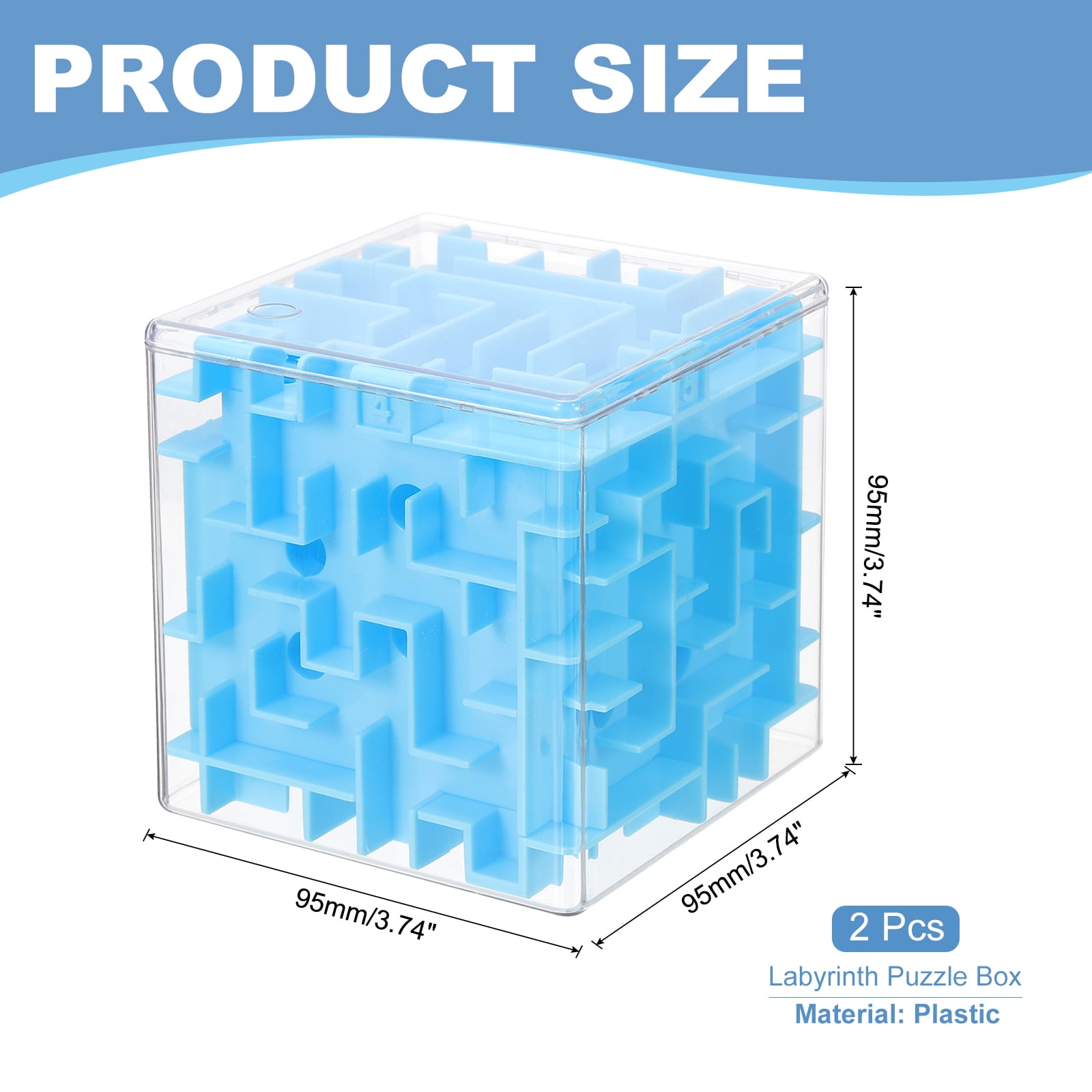 Uxcell Labyrinth Puzzle Box, 2 Pcs Puzzle Cube Funny Labyrinth Game Puzzle Box Mind Teasers Leisure Toys for Adults Birthday Gifts Party Favors, Blue