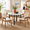 White&White,Walnut b, variant on 5-Piece Dining Set With 42" Round Table and 4 White PU Chairs for Dining Room