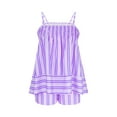 thumbnail image 4 of Women Casual Striped Pajama Set 2 Piece Ruffle Hem Cami Tops and Stripe Boxer Shorts Pj Set Sleepwear, 4 of 6