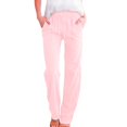 thumbnail image 2 of HKYNLAG Womens Cotton Linen Pants With Pockets Pull On Petite Summer Pants Drawstring Elastic Waist Pants Lounge Pants Straight Leg Lightweight Trousers Pink S, 2 of 5