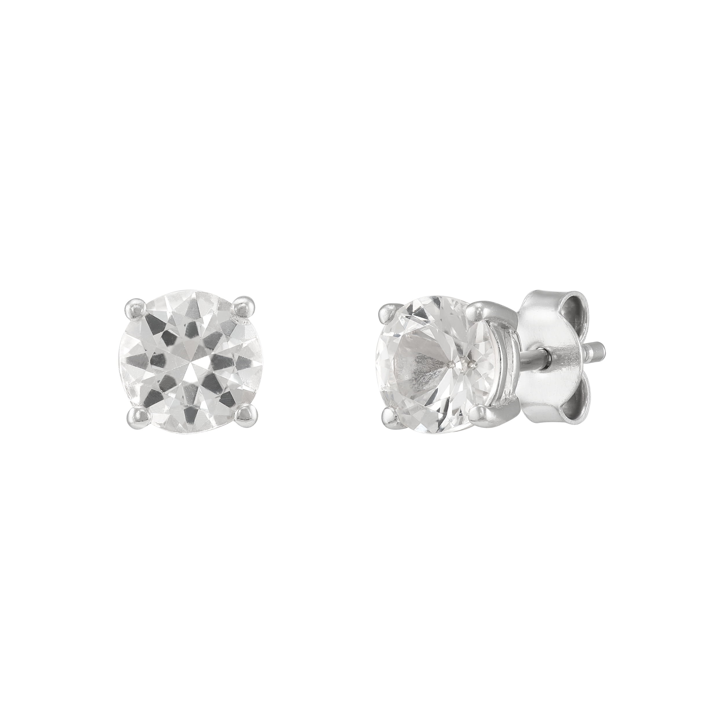 Brilliance Fine Jewelry White Topaz and White Cubic Zircoina Pendant Necklace and Studs Set in Sterling Silver