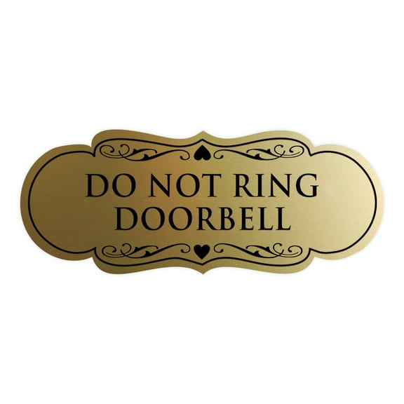 Designer Do Not Ring Doorbell Sign(Brushed Gold) - Small