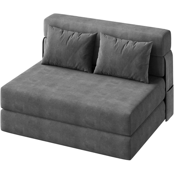2-in-1 folding sofa cama con pillow - portable lazy floor sofa lounger, pull-out loveseat in gris oscuro