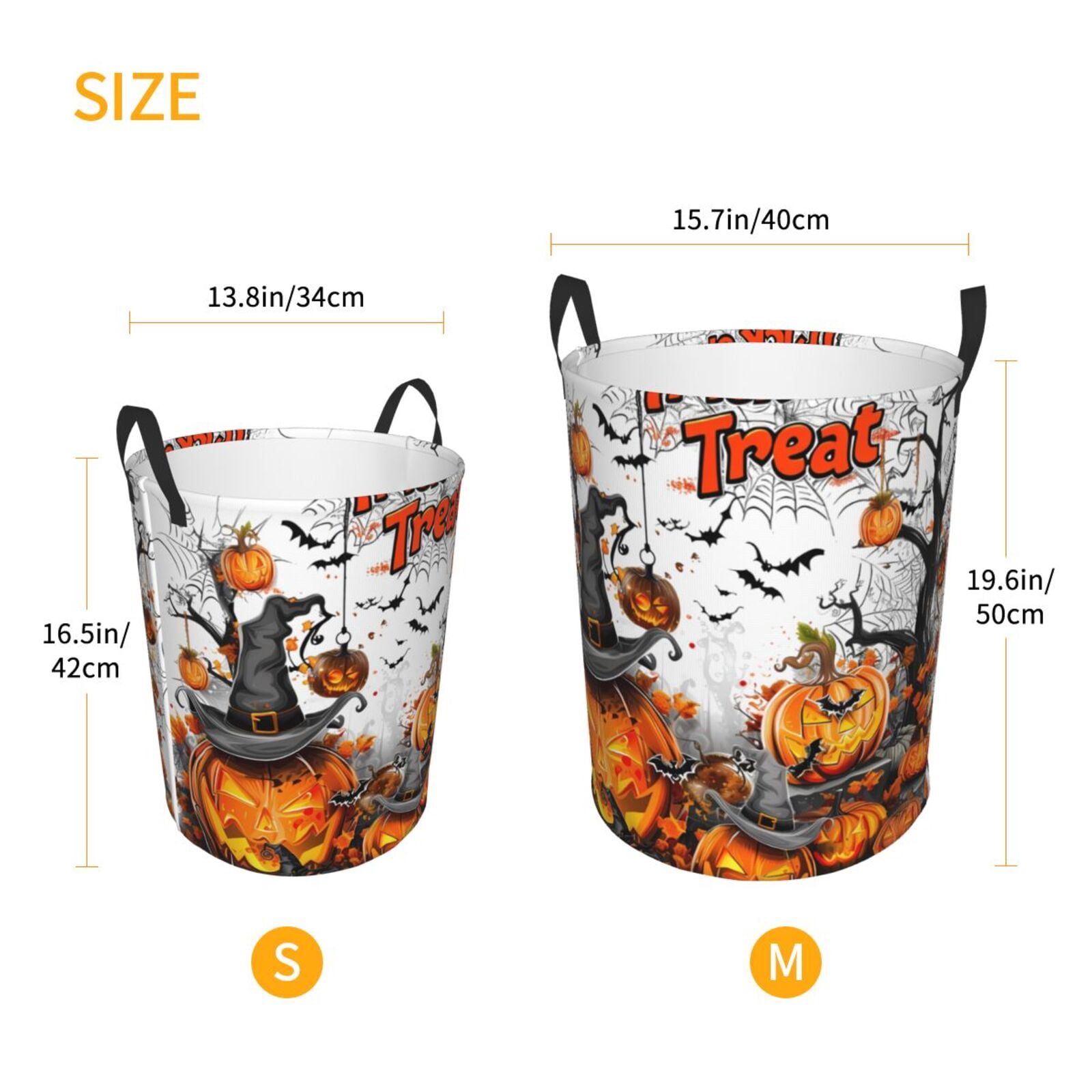 Large Laundry Basket with Handles - Halloween Trick or Treat Art Kids Baby Dirty Clothes Laundry Hamper for Bedroom Aesthetic