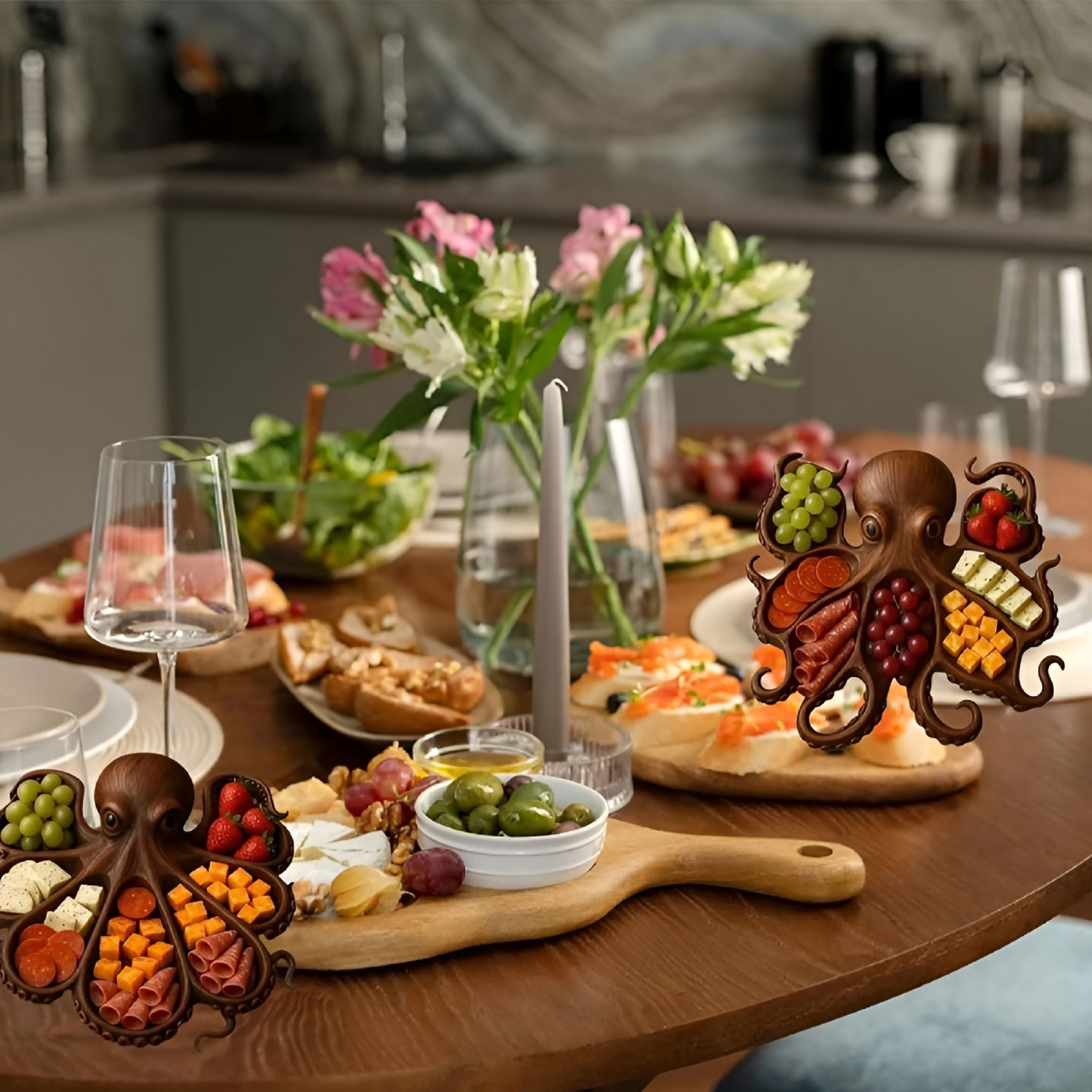 ACDANC Ocean Inspired Cheese Bread Board,Kraken Tentacle Serving Tray for Seafood Lovers,Entertainers&Coastal Kitchens
