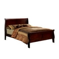 thumbnail image 3 of California King Size Louis Phillipe Platform Bed, Wooden Sleigh Bed with Dovetail Construction, Contemporary California King Bed Frame for Kids Teens Adults, No Box Spring Needed, Cherry, 3 of 9