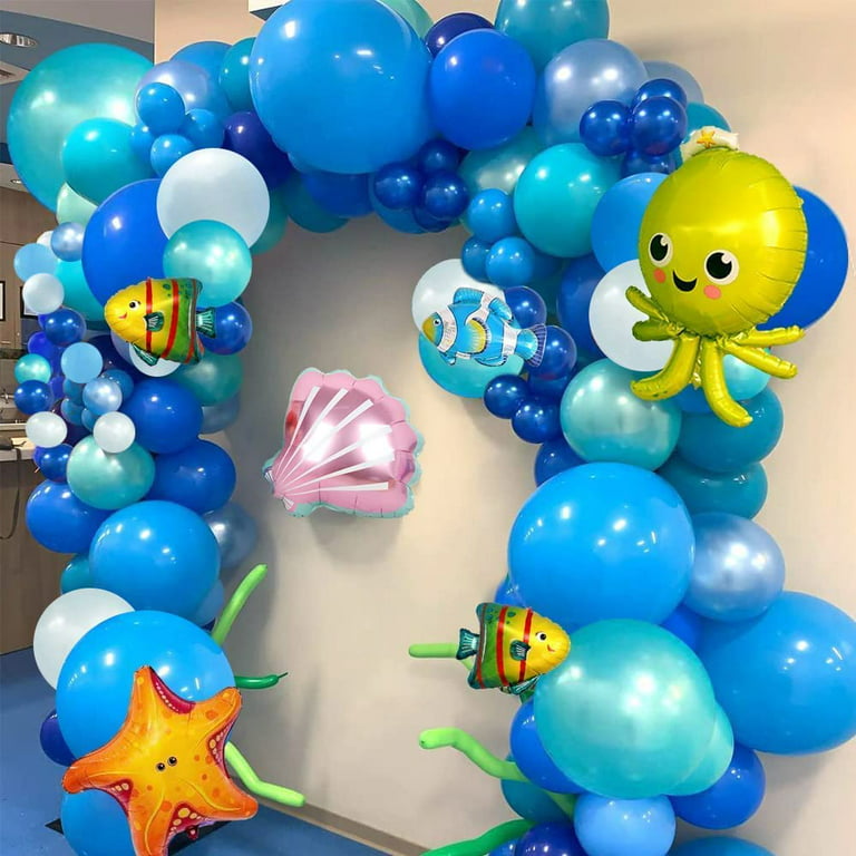 MMTX Under The Sea Birthday Party Decorations, Blue Ocean Animals Theme  Party Supplies with Dolphin Octopus Starfish Shell Foil Balloon for Boy  Baby