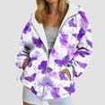 thumbnail image 2 of Gibobby Hoodies for Women Long Sleeve Full Zipper Zip Up Hoodie with Pockets Hooded Sweatshirt Women Jacket Fall Winter Coat(L,Purple), 2 of 7