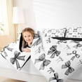 thumbnail image 4 of jejeloiu Cartoon Bow Ribbon Twin Comforter Sets,Gray Kawaii Bowknot Bedding Set For Girl Reversible 2pcs, 4 of 8