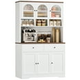 thumbnail image 6 of Hiphuta 71"in Modern Kitchen Pantry Storage Cabinet, Freestanding Kitchen Hutch Cabinet with Adjustable Shelves & Microwave Stand, Modern Coffee Hutch for Dining Room, White, 6 of 7