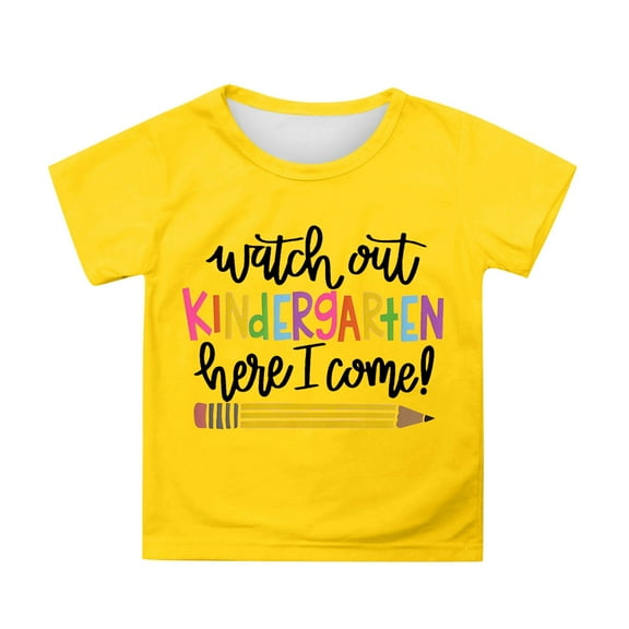 XEGLSBU Girls Shirts Size 8/10 Girls Short Sleeve Tops Casual Cartoon Print Tees Comfortable Round Neck Shirts for School Daily Wear Yellow Size 10-11 Years