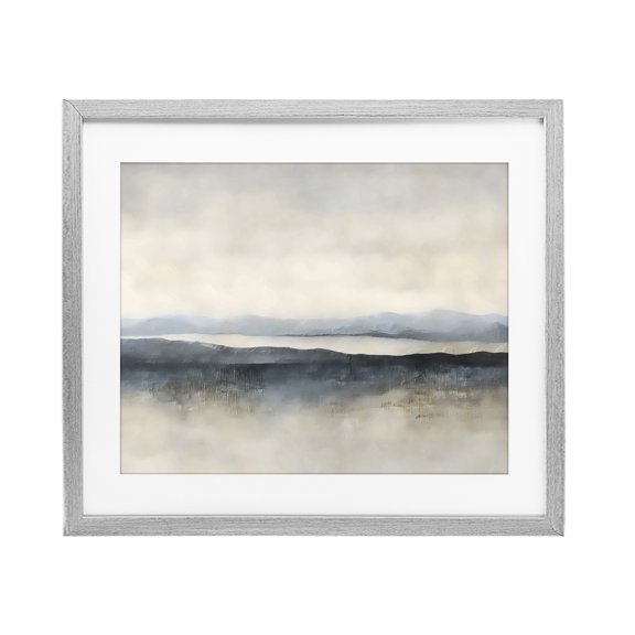 Stupell Industries Contemporary Misty Muted Horizon Gray Framed Print Under Glass, 16 x 13, by Riley B