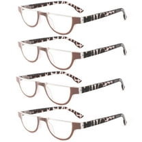 4 Pairs of Women Half Moon Reading Glasses 1.50 Men Half Round Spring Hinges Vintage Brown Readers  1.50 Strength