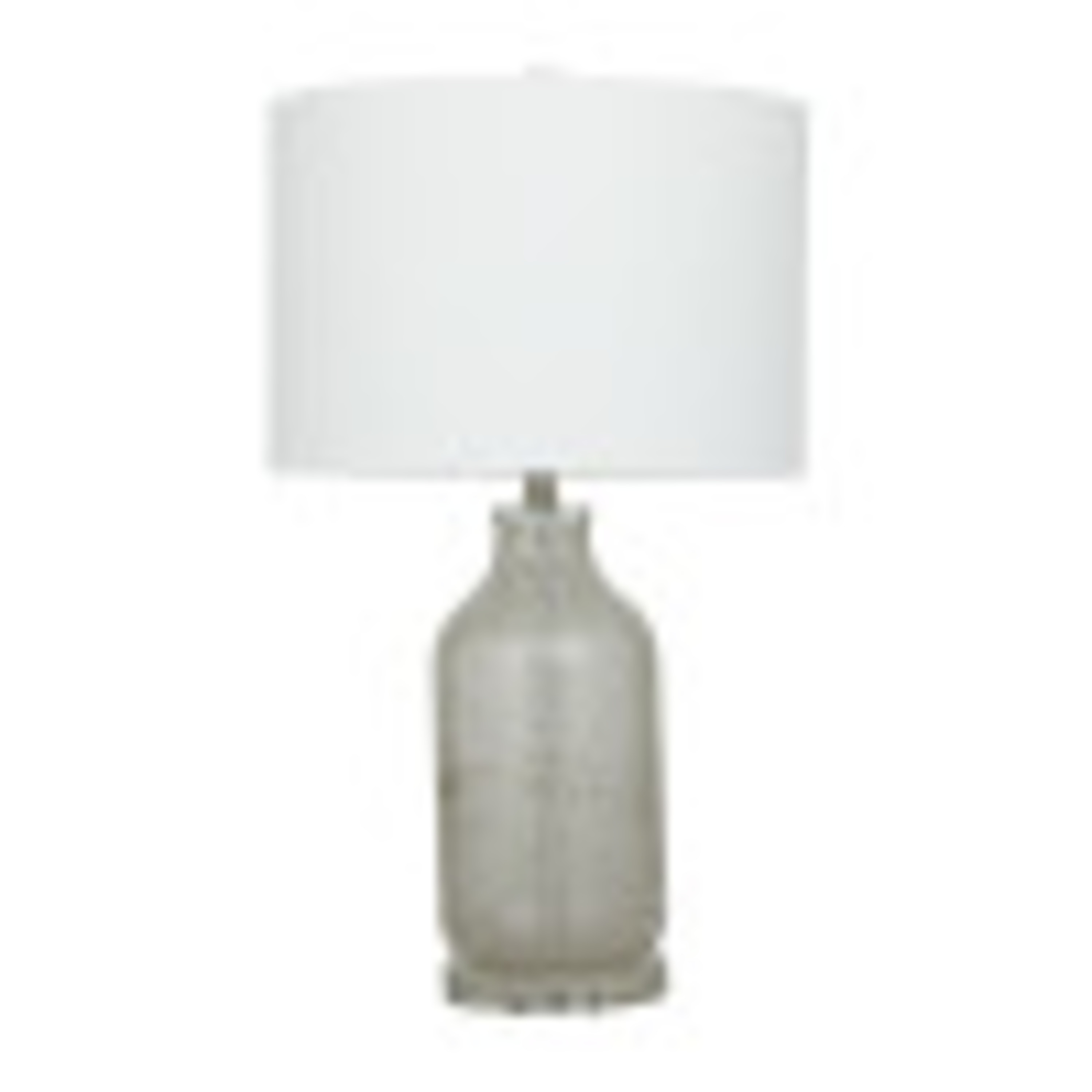 DecMode 25" Textured Gray Table Lamp with Cream Linen Shade (2 Count)