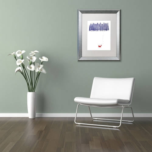 Trademark Fine Art 'Alone In The Forest' Canvas Art by Robert Farkas, White Matte, Silver Frame