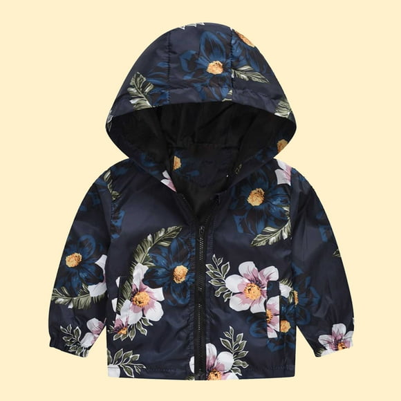 LSLJS Kids Winter Jacket, Toddler Kids Baby Boys Girls Fashion Cute Flowers Car Pattern Windproof Jacket Hooded Coat( Black, 5-6 Years)