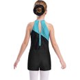 thumbnail image 3 of iiniim Kids Girls Sleeveless Gymnastic Leotard with Athletic Shorts Hair Scrunchie Biketard Dance Outfits Tracksuit Lake Blue&Black 16, 3 of 7