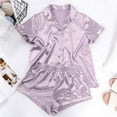 thumbnail image 2 of Silk Pajamas for Women 2 Piece Button Down Nightgown Short Sets for Women Lounge Wear for Women Cute Pajama Sets for Women, 2 of 8