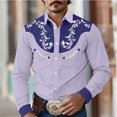 thumbnail image 3 of Camisa de hombre estilo occidental retro con estampado floral, informal, para exteriores, calle, uso diario, primavera y verano, con solapa, manga larga, tallas S-5XL, camisa de tela elástica, 3 of 5