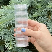 Everything Mary Round Stackable Clear Plastic Containers 6-Pack – Craft & Bead Storage Jars