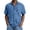 Blue, variant on Mens Casual Waffle Shirt Short Sleeve Button Down Shirts Loose Fit Green XL