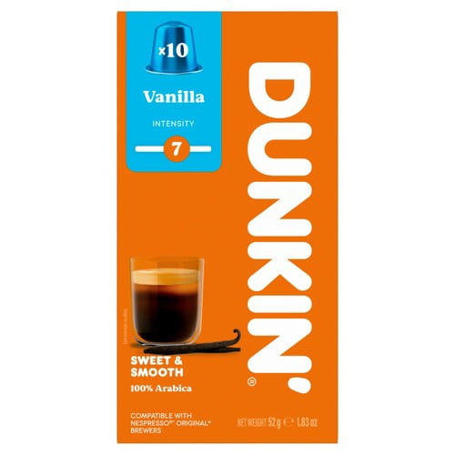 Dunkin Vanilla Nespresso Compatible Coffee Pods, 10 pods per pack, British Import (Pack of 3)