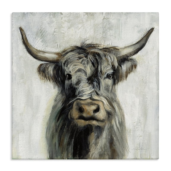 Stupell Industries Farmhouse Masculine Bull Portrait Canvas Art, 17 x 17, by Silvia Vassileva