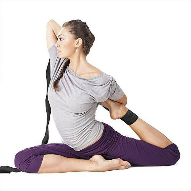 Tumaz Yoga Strap, Thick Soft 10 Loops & Non-Elastic Stretching Strap, 80  inch, Black 