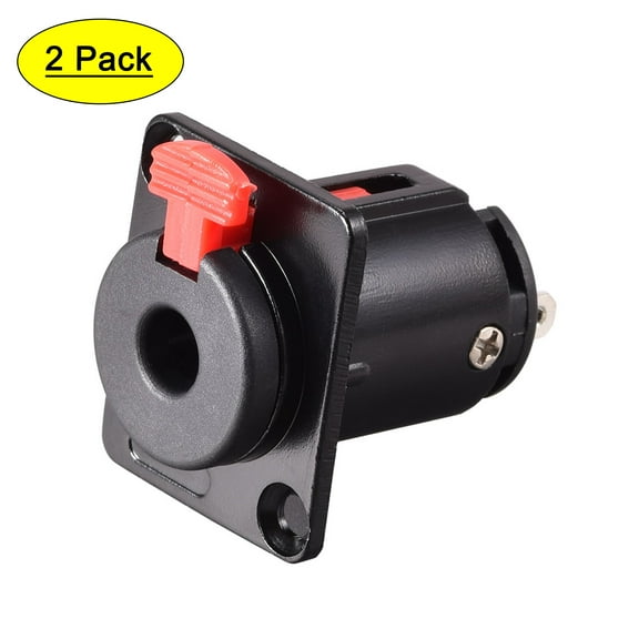 6.35mm 1/4 Inch Female Stereo TRS Audio Socket Jack Connector Panel/Chassis Mount - 6.35mm Stereo Socket Black, 2pcs