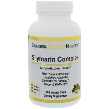 Dandelion Milk Thistle California Gold Nutrition Silymarin Complex Liver Health Milk Thistle Curcumin Artichoke Dandelion Ginger Black Pepper 300 mg 120 Veggie Caps ()