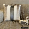 thumbnail image 4 of Euro Pillow Covers, Decorative Grey 26"x26" (65x65 cm) Euro Size Shams, Velvet Patchwork Euro Shams For Sofa, Striped Pattern Modern Style - Velvet Band Grey, 4 of 10