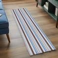 thumbnail image 3 of Blue Brown Striped 2'x6' Runner Rugs for Hallway Kitchen Bedside Non Slip Washable, Farmhouse Stripes Modern Abstract Art Entryway Rug Runners with Rubber Backing, Long Carpet Runner for Laundry Room, 3 of 8