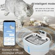 FASLMH Wireless Smart Cat Water Fountain, Automatic Dog Fountain Compatible with Tuya App for Multiple Pets, with Transparent Window and LED Light