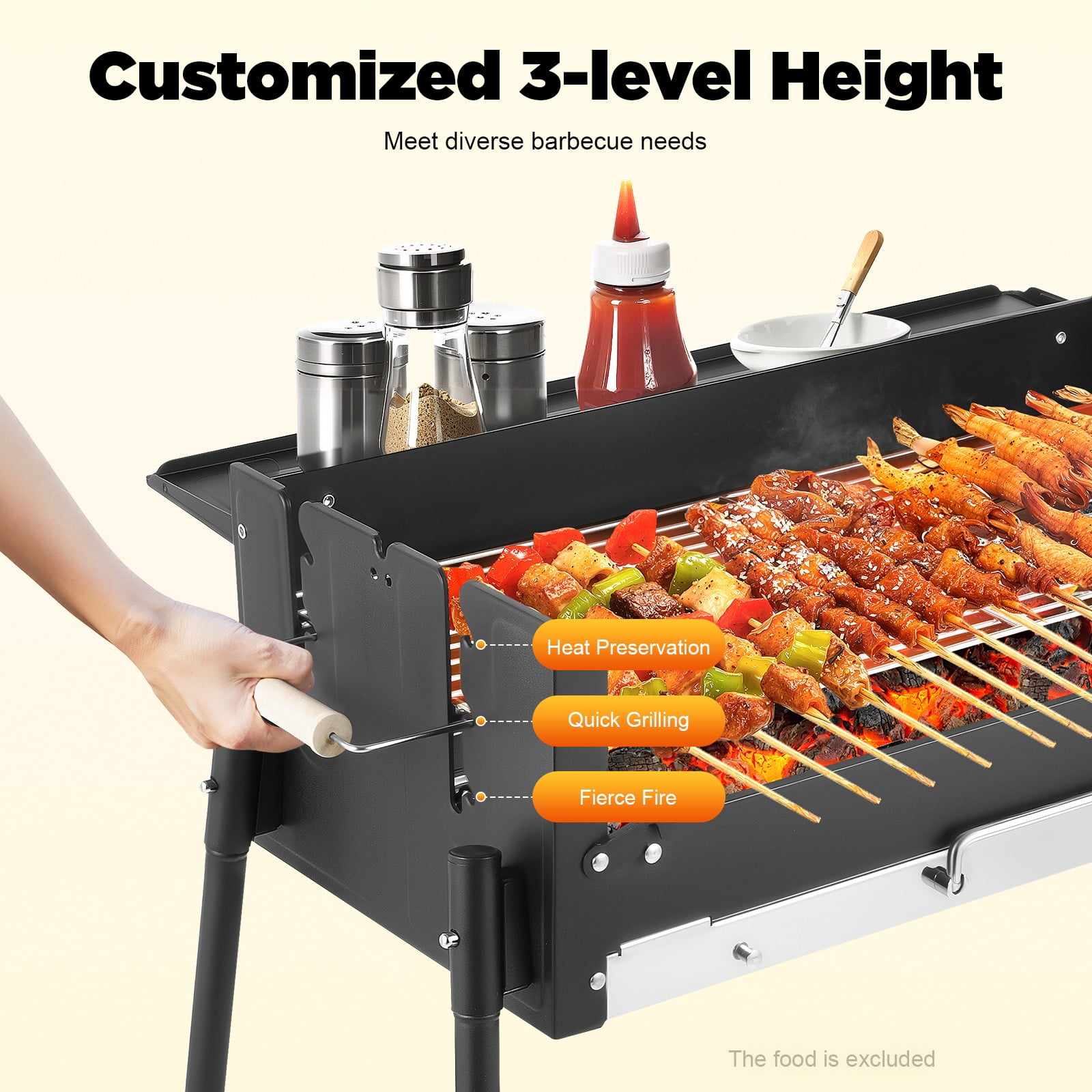 Barbecue Charcoal Grill Stainless Steel Folding BBQ Outdoor Camping Barbecue NEW 3-8 People 27.56*15.75*9.25