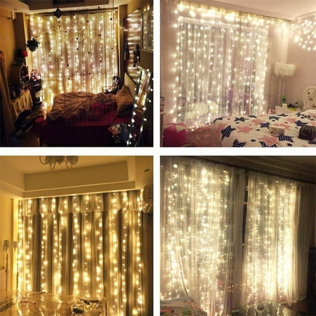 Strand Curtains Curtain Decoration Lights 306 LED Fairy Waterproof Safe Low Voltage DC 18 Strands 17LED 9.8ft Home Decoration Curtain String Lights (Warm White) ()