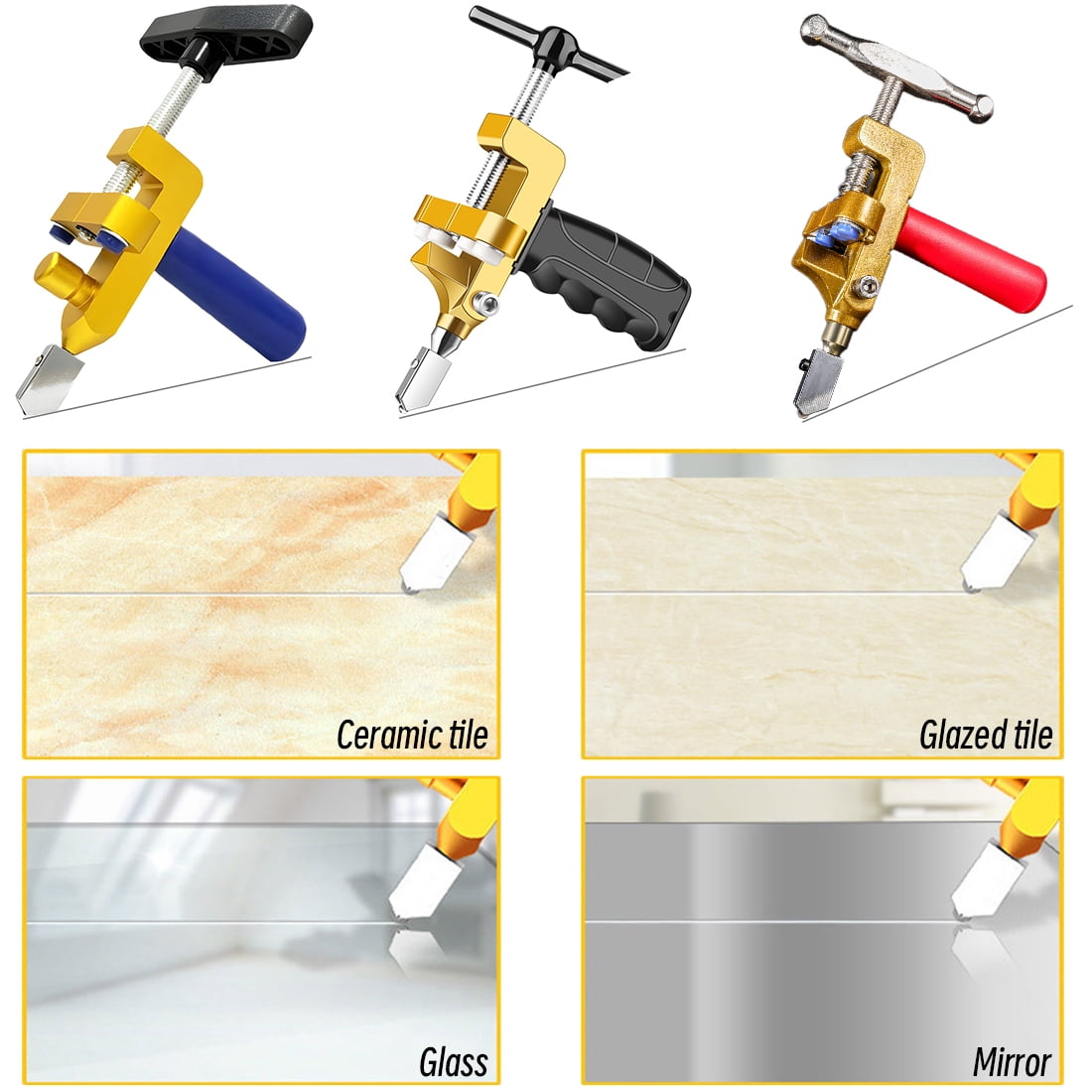 2-in-1 Glass and Tile Cutting Tool with Tungsten Carbide Blade & Breaking Pliers – Precision Manual Glass Cutter for Glass, Mirrors, and Ceramic Tiles – Ideal for DIY and Professional Use
