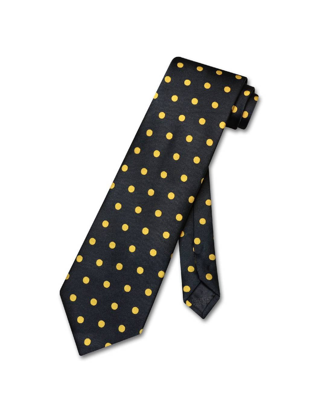 Vesuvio Napoli NeckTie WHITE with BLACK Polka Dots Design Mens Neck Tie