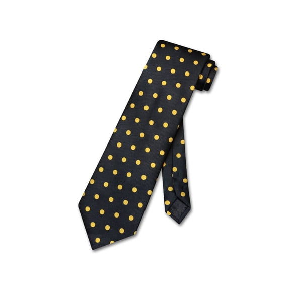 Vesuvio Napoli NeckTie BLACK w/ YELLOW Polka Dots Design Men's Neck Tie