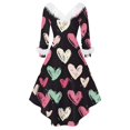 thumbnail image 5 of Valentine Dresses for Women Long Sleeve Casual V Neck Dress Love Heart Loose Oversized Dresses Black 2XL, 5 of 5