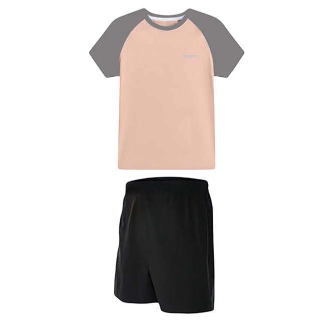 FAOWME Boys Girls Sports Speed Drying Short Sleeve Compression Shirts And Pant 2 Pcs Set Orange 3-4 Years